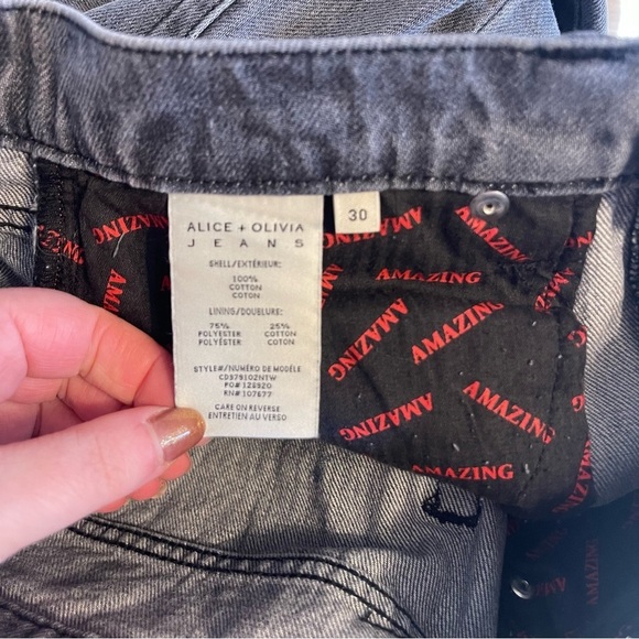 Alice & Olivia Womens Grey Distress High Rise Wide Leg Boyfriend Jeans Size 30 - Picture 10 of 14